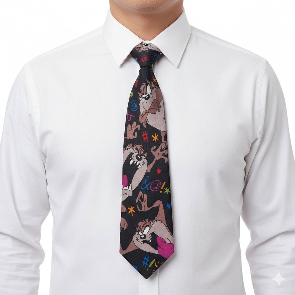 Looney Tunes Tazmanian Devil Silk Tie by Balancine 1993 Warner Bros Fun Office